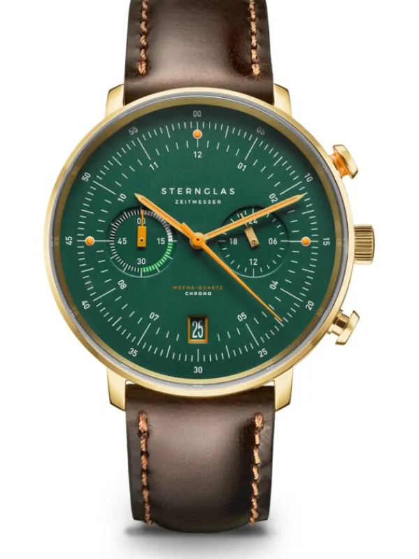 STERNGLAS Herrenuhren | Damenuhren-HAMBURG Chrono Edition Vintage Band Bridle dunkelbraun S01-HCV22-BR01