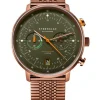 STERNGLAS Herrenuhren | Damenuhren-HAMBURG Chrono dunkelgrün Metallband S01-HC35-ME10