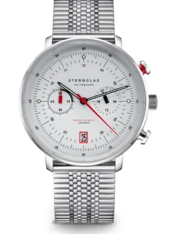 STERNGLAS Herrenuhren | Damenuhren-HAMBURG Chrono silber Metallarmband S01-HC10-ME08