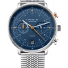 STERNGLAS Herrenuhren-HAMBURG Chrono Edition Küste dunkelblau silber Band SuperSlim S01-HC06-ME08