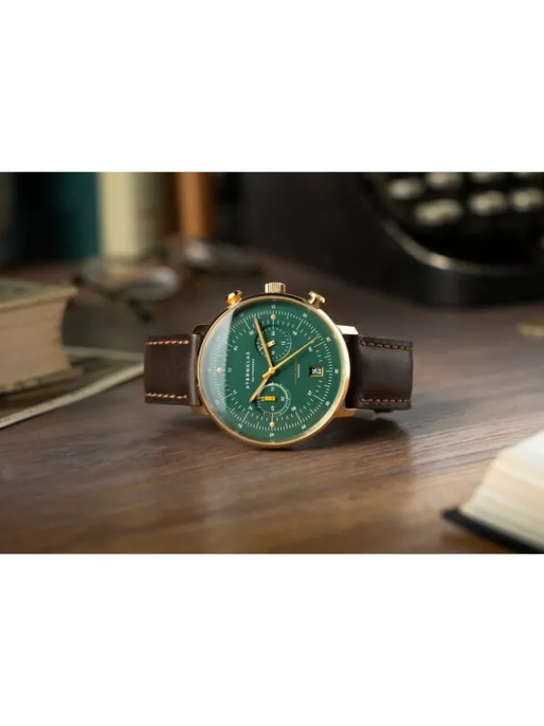 STERNGLAS Herrenuhren | Damenuhren-HAMBURG Chrono Edition Vintage Band Bridle dunkelbraun S01-HCV22-BR01