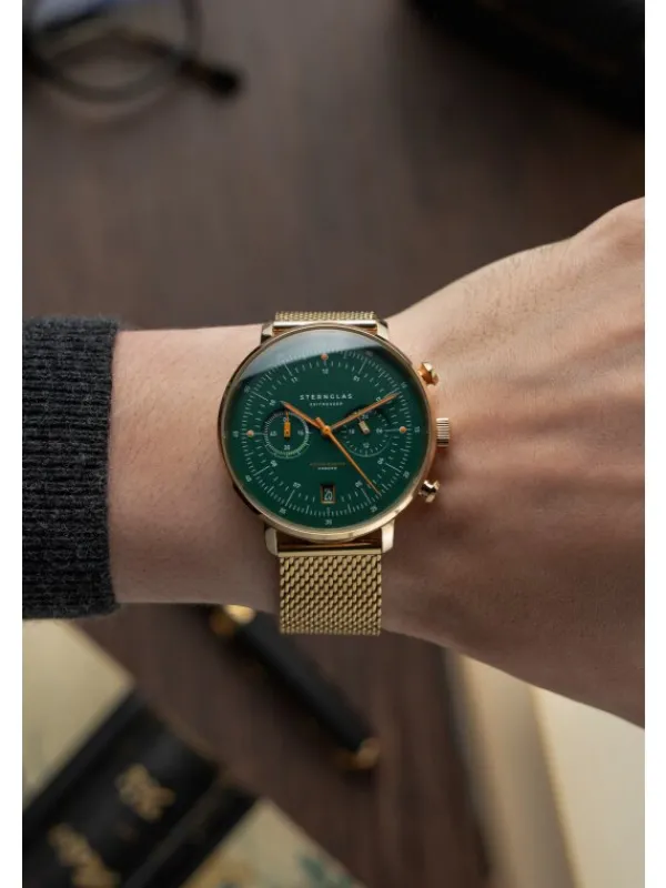 STERNGLAS Herrenuhren | Damenuhren-HAMBURG Chrono Edition Vintage Band Milanaise S01-HCV22-MI05