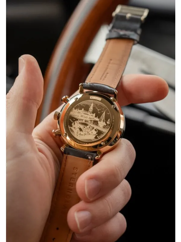 STERNGLAS Herrenuhren | Damenuhren-HAMBURG Chrono Edition Vintage Band Bridle dunkelbraun S01-HCV22-BR01