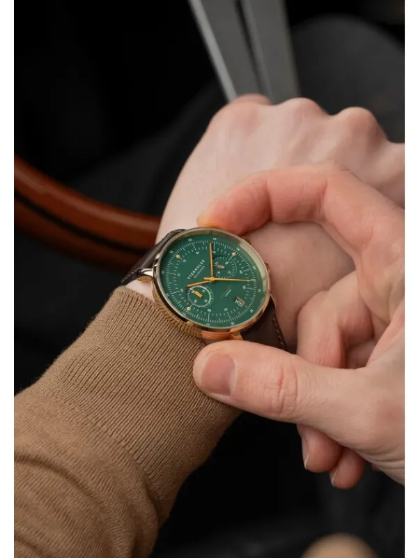 STERNGLAS Herrenuhren | Damenuhren-HAMBURG Chrono Edition Vintage Band Bridle dunkelbraun S01-HCV22-BR01