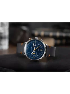 STERNGLAS Herrenuhren-HAMBURG Chrono Edition Küste dunkelblau silber Editionsband Küste nero orange S01-HC06-EB05