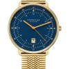 STERNGLAS Herrenuhren | Damenuhren-HAMBURG dunkelblau goldf. Metallarmband S01-HH07-ME09