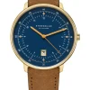 STERNGLAS Herrenuhren | Damenuhren-HAMBURG dunkelblau Band Wildleder braun S01-HH07-WL02