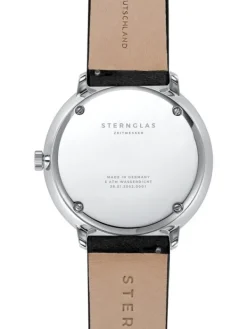 STERNGLAS Herrenuhren-HAMBURG graphit Leder schwarz S01-HH11-VI15