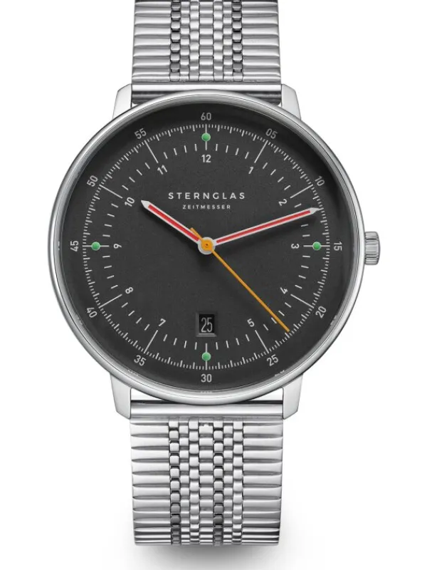 STERNGLAS Herrenuhren-HAMBURG neugraphit Band SuperSlim S01-HH39-ME08