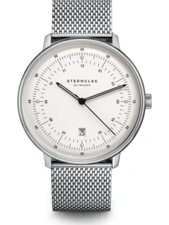 STERNGLAS Herrenuhren-Hamburg silber-satiniert Milanaise Band S01-HH10-MI04