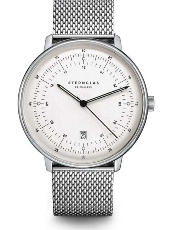 STERNGLAS Herrenuhren-Hamburg silber-satiniert Milanaise Band S01-HH10-MI04