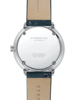 STERNGLAS Herrenuhren-HAMBURG weiß Leder blau S01-HH10-VI13