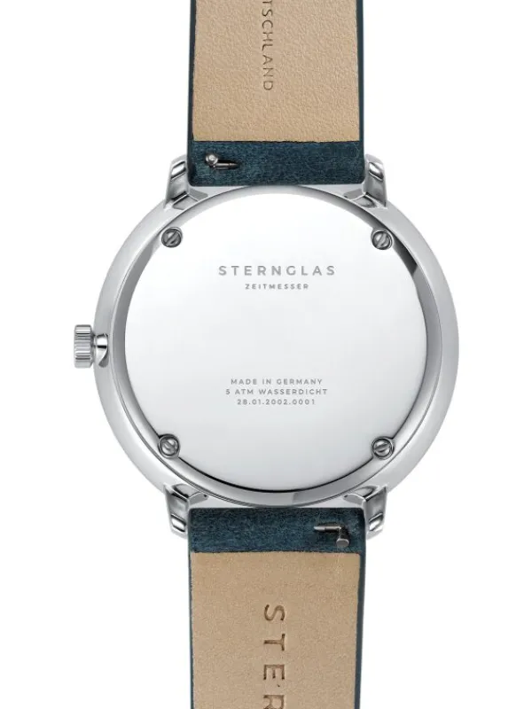 STERNGLAS Herrenuhren-HAMBURG weiß Leder blau S01-HH10-VI13