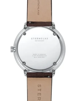 STERNGLAS Herrenuhren-HAMBURG weiß Leder braun S01-HH10-VI11