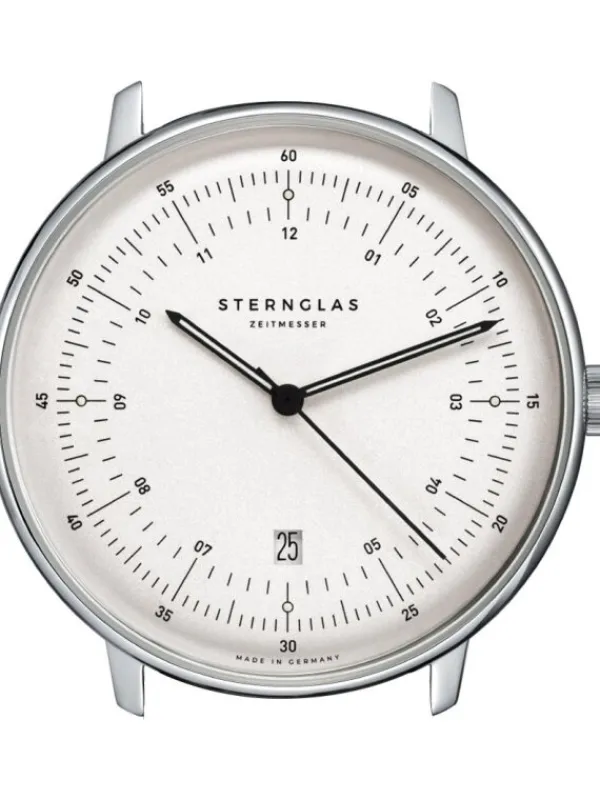 STERNGLAS Herrenuhren-HAMBURG weiß Leder braun S01-HH10-VI11