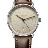 STERNGLAS Herrenuhren | Damenuhren-LUMATIK beige silber Band Bridle braun S02-LM26-BR03