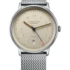 STERNGLAS Herrenuhren | Damenuhren-LUMATIK beige silber Band Milanaise S02-LM26-MI04