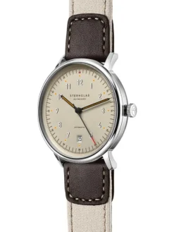 STERNGLAS Herrenuhren | Damenuhren-LUMATIK beige silber Band Nylon S02-LM26-NY06