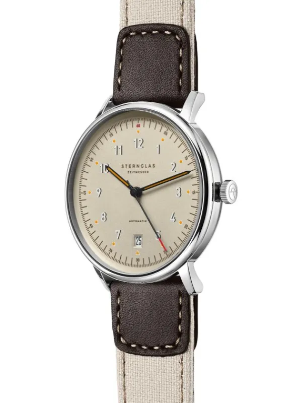 STERNGLAS Herrenuhren | Damenuhren-LUMATIK beige silber Band Nylon S02-LM26-NY06