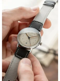 STERNGLAS Herrenuhren | Damenuhren-LUMATIK beige silber Band Nylon S02-LM26-NY06