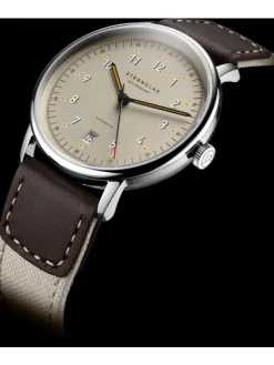 STERNGLAS Herrenuhren | Damenuhren-LUMATIK beige silber Band Nylon S02-LM26-NY06
