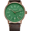 STERNGLAS Damenuhren | Herrenuhren-LUMATIK Edition Bronze grün Band Vintage mokka S02-LMR19-VI17