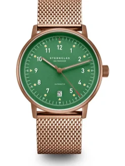 STERNGLAS Herrenuhren | Damenuhren-LUMATIK Edition Bronze grün Band Milanaise S02-LMR19-MI11