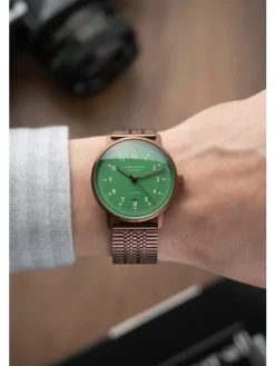 STERNGLAS Herrenuhren | Damenuhren-LUMATIK Edition Bronze grün Band SuperSlim S02-LMR19-ME10