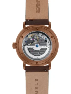 STERNGLAS Damenuhren | Herrenuhren-LUMATIK Edition Bronze grün Band Vintage mokka S02-LMR19-VI17