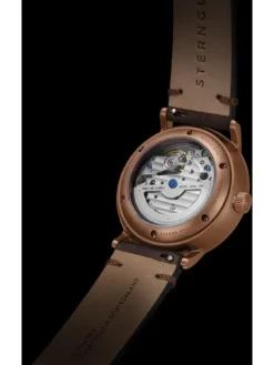 STERNGLAS Damenuhren | Herrenuhren-LUMATIK Edition Bronze grün Band Vintage mokka S02-LMR19-VI17