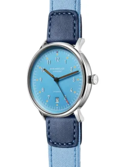 STERNGLAS Herrenuhren | Damenuhren-LUMATIK hellblau silber Band Nylon S02-LM17-NY05