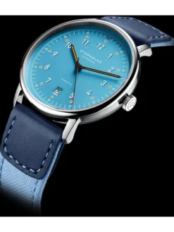 STERNGLAS Herrenuhren | Damenuhren-LUMATIK hellblau silber Band Nylon S02-LM17-NY05