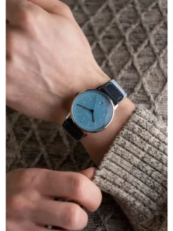 STERNGLAS Herrenuhren | Damenuhren-LUMATIK hellblau silber Band Nylon S02-LM17-NY05