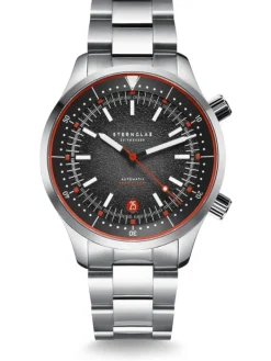 STERNGLAS Herrenuhren-MERION Taucheruhr schwarz-rot Set zwei Bänder S02-ME03-SET