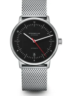 STERNGLAS Herrenuhren | Damenuhren-NAOS Automatik schwarz-rot Band Milanaise S02-NA43-MI04
