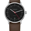 STERNGLAS Herrenuhren | Damenuhren-NAOS Automatik schwarz-rot Premium Band dunkelbraun S02-NA43-PR04