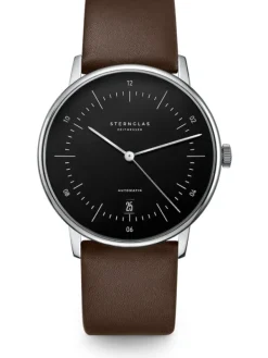 STERNGLAS Herrenuhren | Damenuhren-NAOS Automatik schwarz Leder braun S02-NA03-PR04