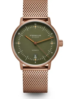 STERNGLAS Herrenuhren | Damenuhren-NAOS Automatik dunkelgrün bronze Band Milanaise S02-NA35-MI11