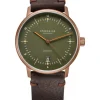 STERNGLAS Herrenuhren | Damenuhren-NAOS Automatik dunkelgrün bronze Band Vintage mokka S02-NA35-VI17