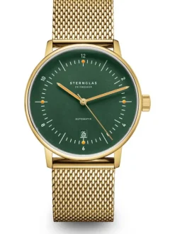 STERNGLAS Herrenuhren | Damenuhren-NAOS Automatik dunkelgrün gold Band Milanaise S02-NA22-MI05