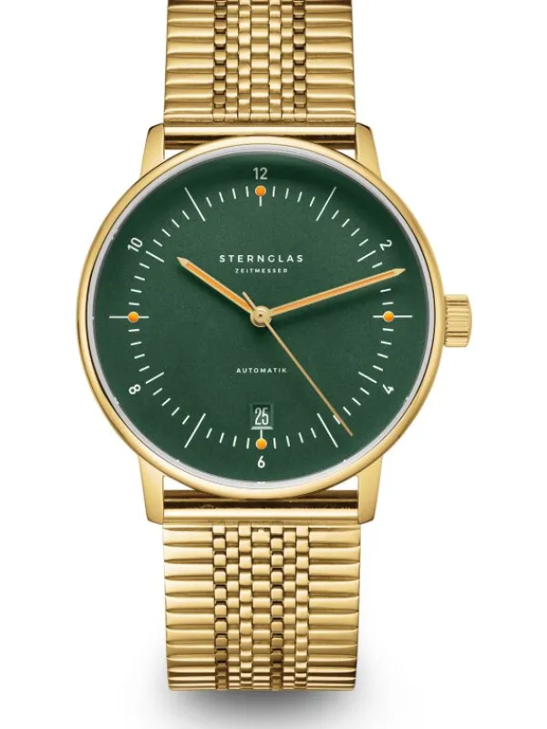 STERNGLAS Herrenuhren | Damenuhren-NAOS Automatik dunkelgrün gold SuperSlim S02-NA22-ME09