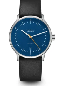 STERNGLAS Herrenuhren | Damenuhren-NAOS Automatik blau-orange Band Premium schwarz S02-NA45-PR07