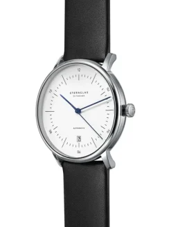 STERNGLAS Herrenuhren | Damenuhren-NAOS Automatik weiß Leder schwarz S02-NA01-PR07