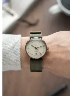 STERNGLAS Herrenuhren | Damenuhren-NAOS Automatik Bronze Alabaster 38mm Band Field waldgrün S02-NA42-FI05