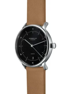 STERNGLAS Herrenuhren | Damenuhren-NAOS Automatik schwarz Leder hellbraun S02-NA03-PR01