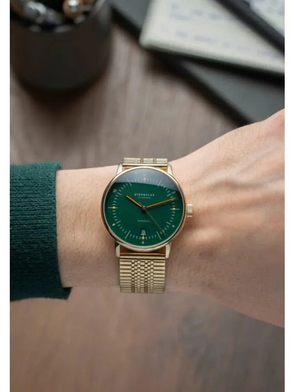STERNGLAS Herrenuhren | Damenuhren-NAOS Automatik dunkelgrün gold SuperSlim S02-NA22-ME09