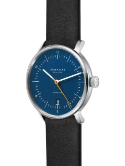 STERNGLAS Herrenuhren | Damenuhren-NAOS Automatik blau-orange Band Premium schwarz S02-NA45-PR07