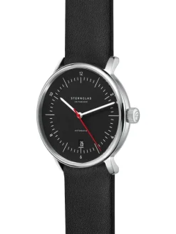 STERNGLAS Herrenuhren | Damenuhren-NAOS Automatik schwarz-rot Band Premium schwarz S02-NA43-PR07