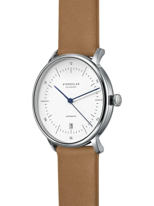 STERNGLAS Herrenuhren | Damenuhren-NAOS Automatik weiß Leder S02-NA01-PR01