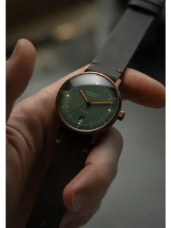STERNGLAS Herrenuhren | Damenuhren-NAOS Automatik dunkelgrün bronze Band Vintage mokka S02-NA35-VI17